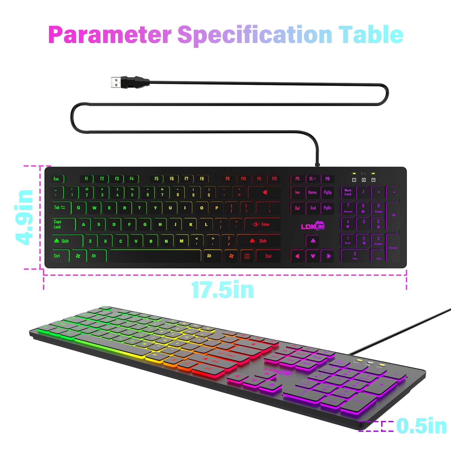 RGB Mute wired USB Computer Gaming Keyboard - Image 6