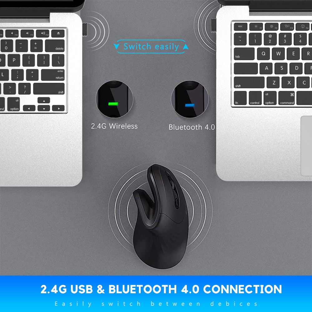 Bluetooth Wireless 2.4Ghz Dual Mode Vertical Ergonomic Mouse - Image 4