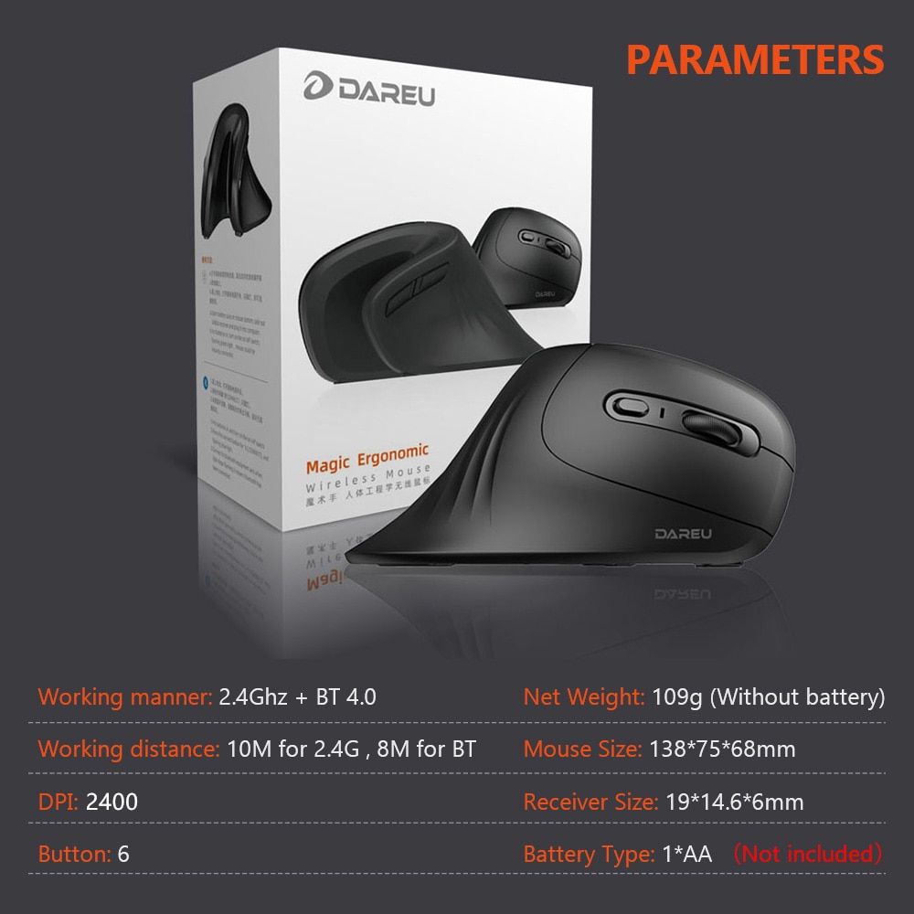 Bluetooth Wireless 2.4Ghz Dual Mode Vertical Ergonomic Mouse - Image 6