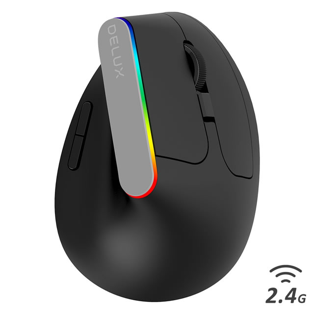 Delux M618C Wireless Mouse Ergonomic Vertical 6 Buttons Gaming Mouse