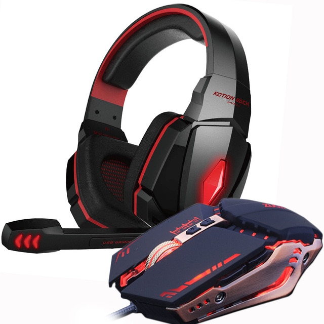 Adjustable Stereo Gaming Headset with 4000 DPI Gaming Mouse