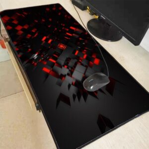 Red 3D Pattern Black Gaming Mouse Pad with Mouse