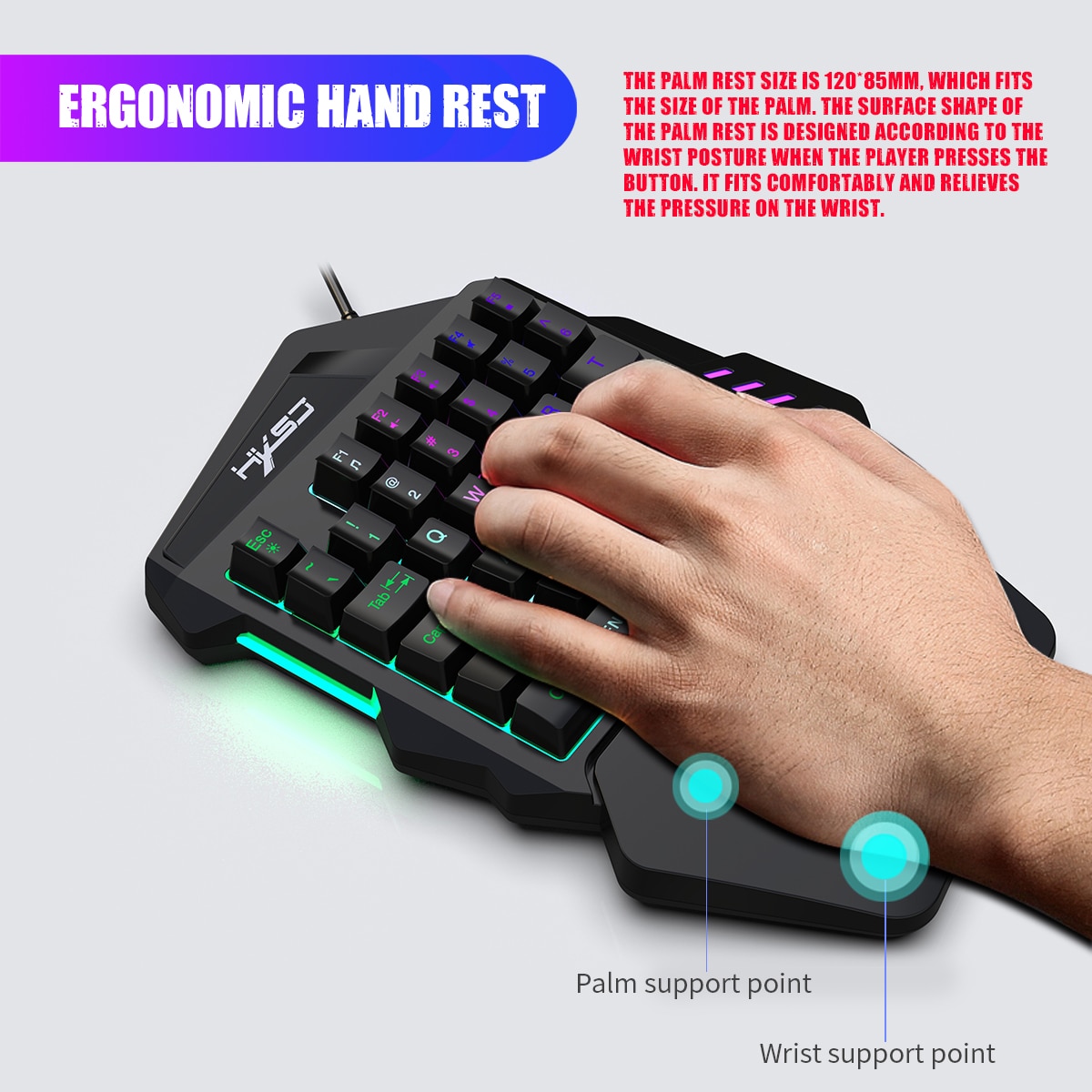 HXSJ J50 Ergonomic Keyboard Mouse 5500DPI Combo - Image 3