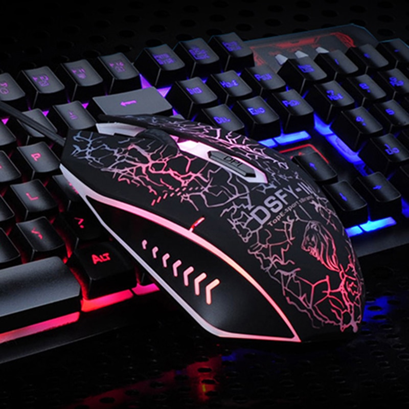 K-13 Rainbow Backlit illuminated Multimedia Gaming Keyboard 2400DPI Mouse Sets - Image 3