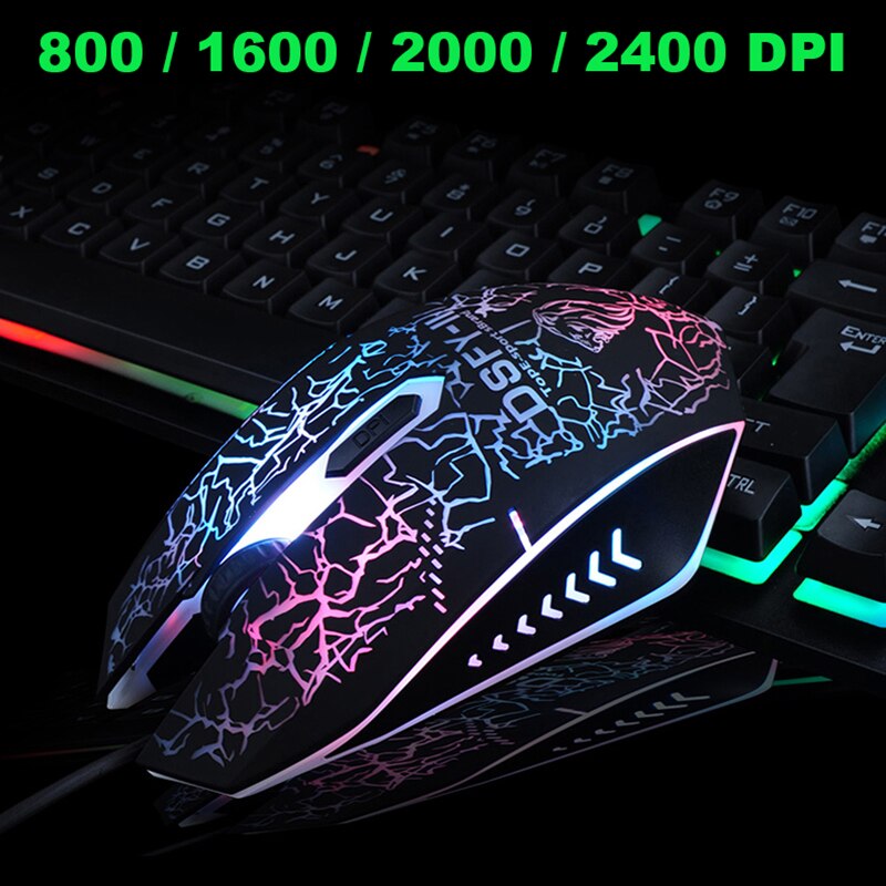 K-13 Rainbow Backlit illuminated Multimedia Gaming Keyboard 2400DPI Mouse Sets - Image 4