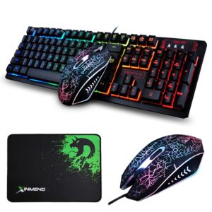 K-13 Rainbow Backlit illuminated Multimedia Gaming Keyboard 2400DPI Mouse Sets