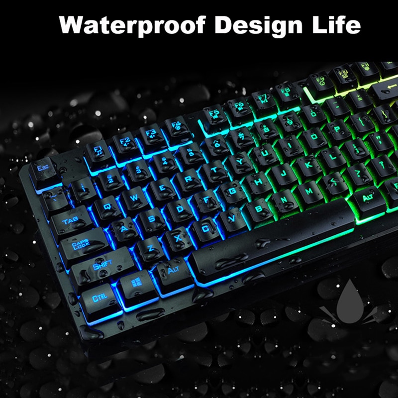 K-13 Rainbow Backlit illuminated Multimedia Gaming Keyboard 2400DPI Mouse Sets - Image 5