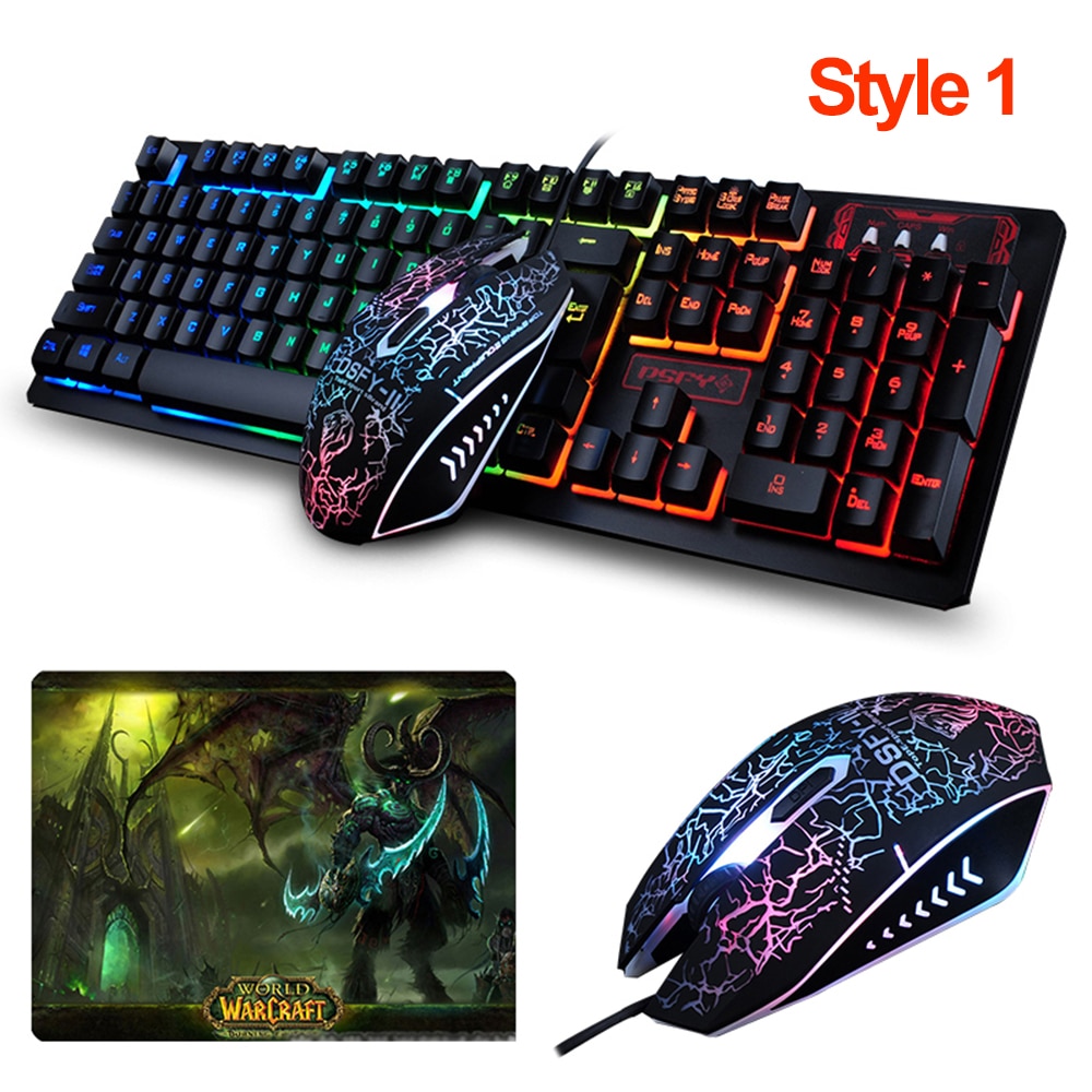 K-13 Rainbow Backlit illuminated Multimedia Gaming Keyboard 2400DPI Mouse Sets - Image 6