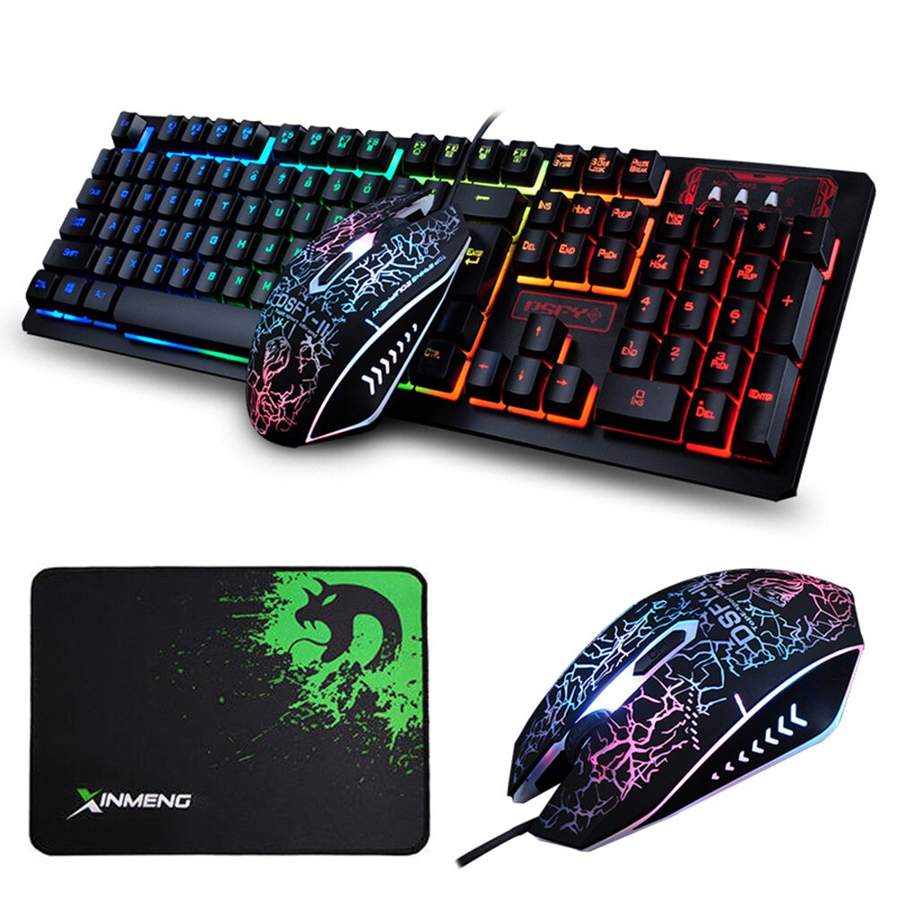 K-13 Rainbow Backlit illuminated Multimedia Gaming Keyboard 2400DPI Mouse Sets