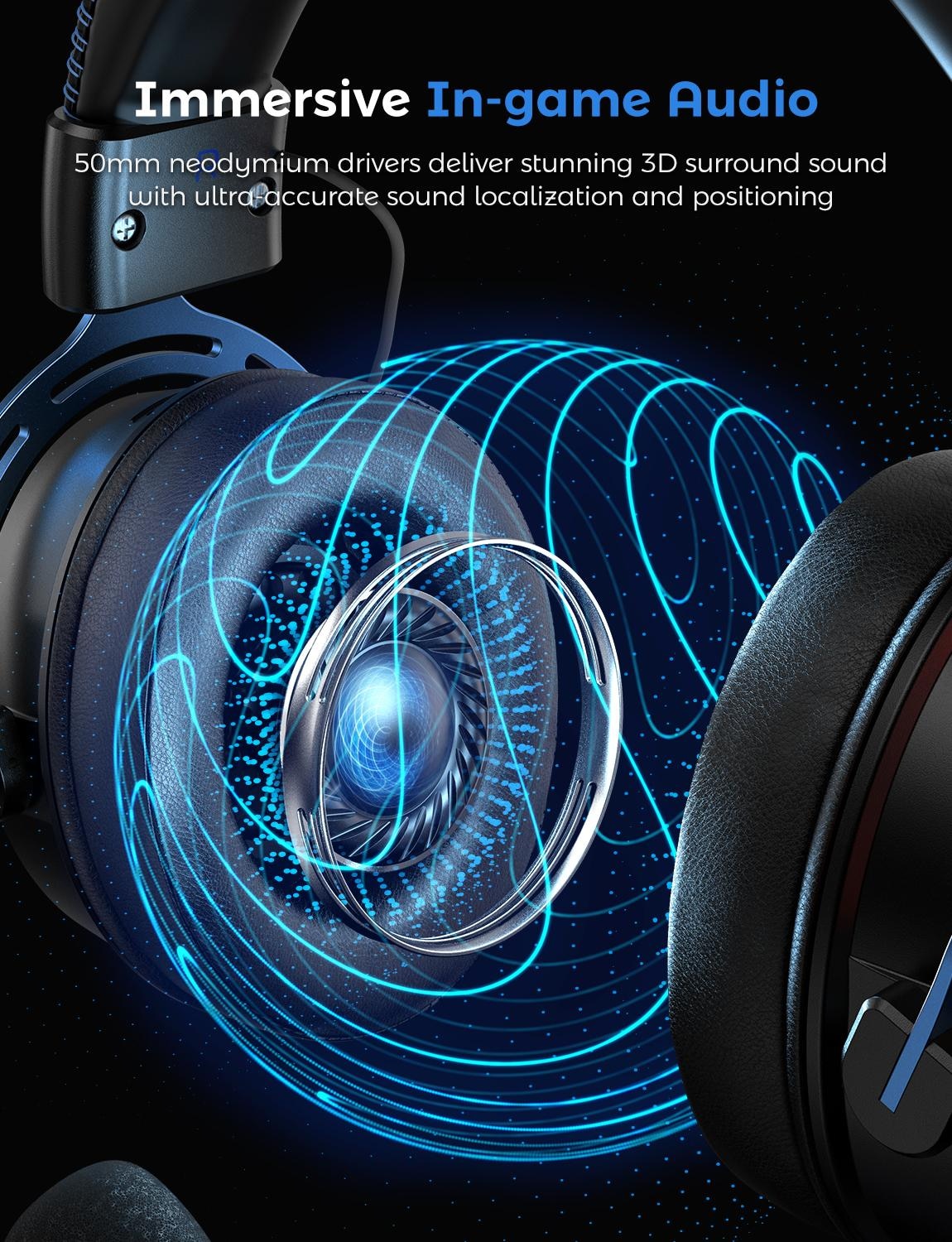 Mpow Air SE PS4 3D Surround Sound Wired Gaming Headset - Image 2