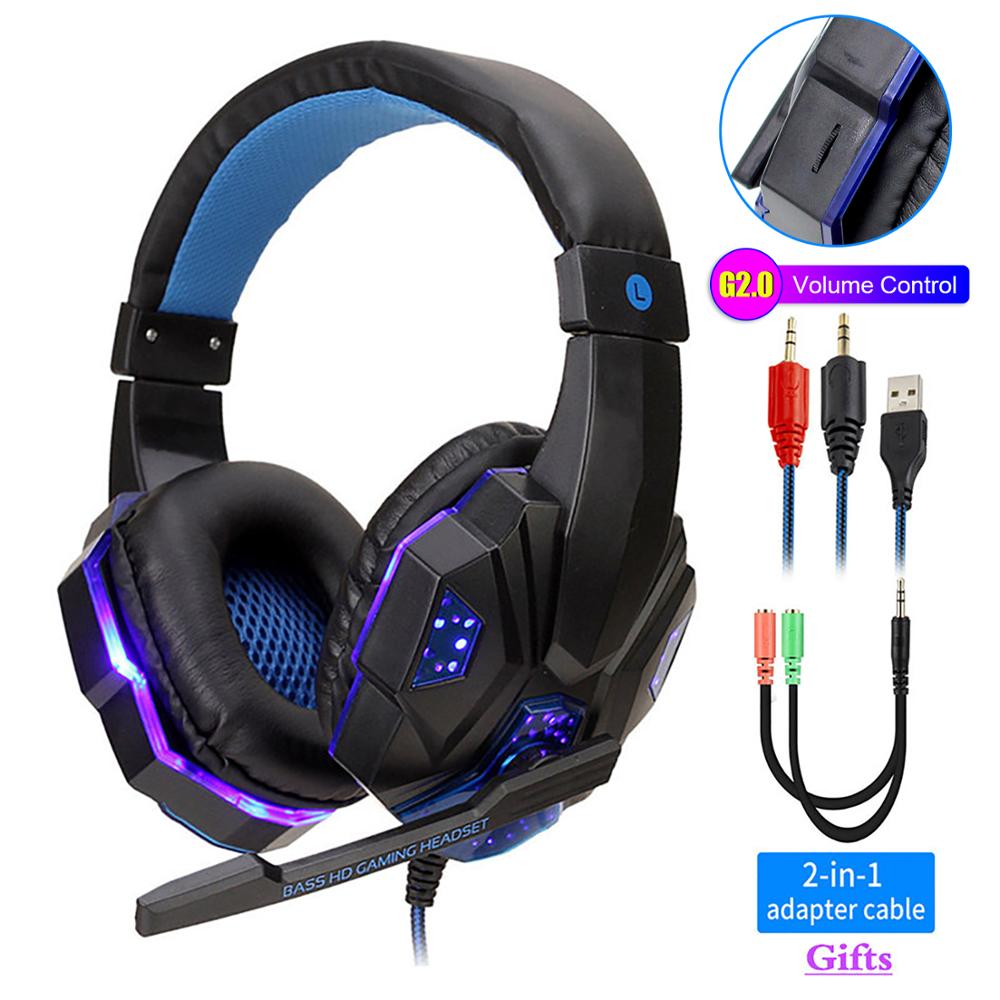 Professional Led Light Wired Gamer Headphones With Microphone