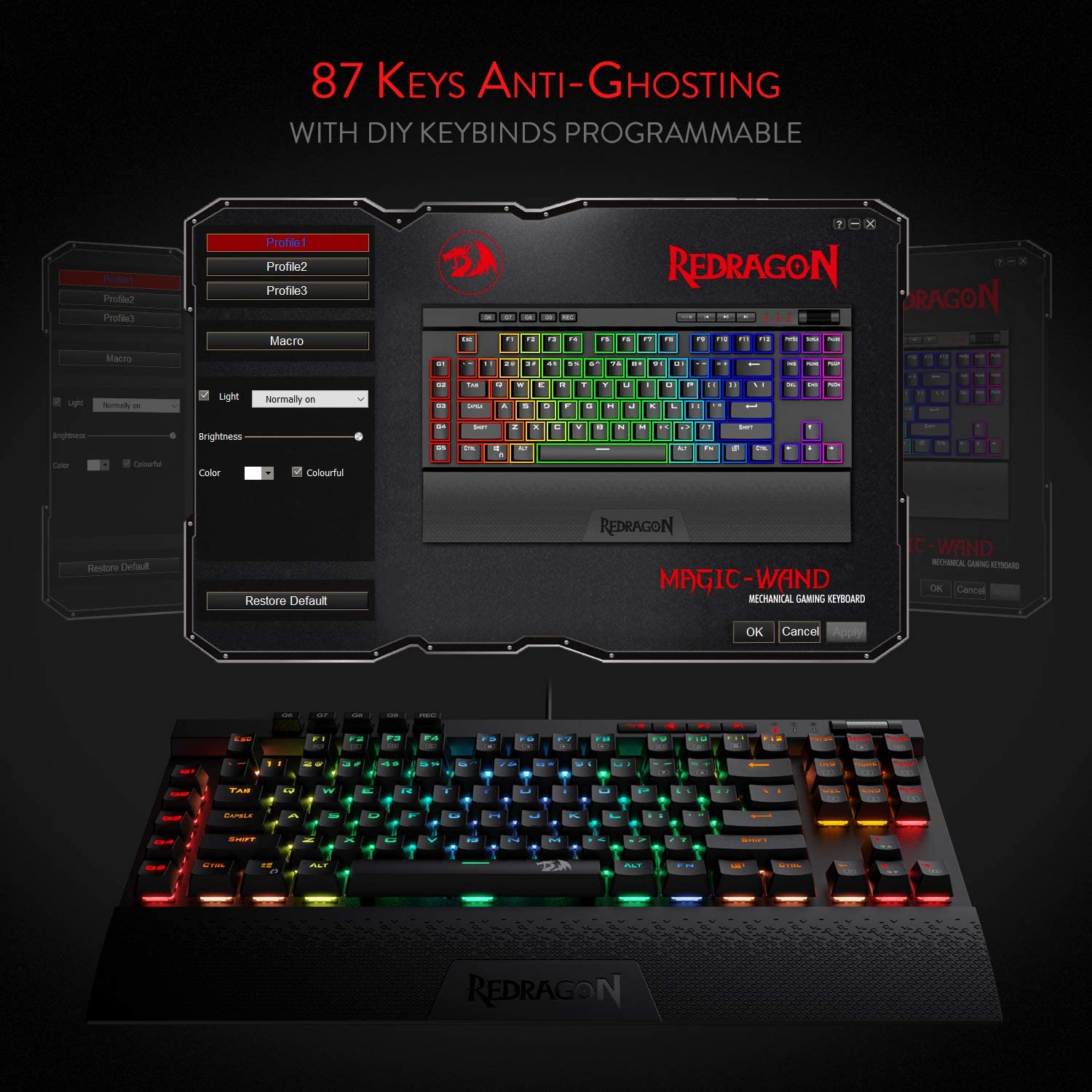 K587 Magic-Wand 87 Key Compact RGB TKL Mechanical Gaming Keyboard - Image 6