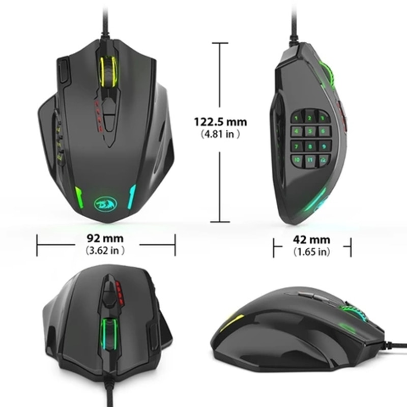 Redragon M908 Wired 12400 DPI Laser Programmable Gaming Mouse - Image 2