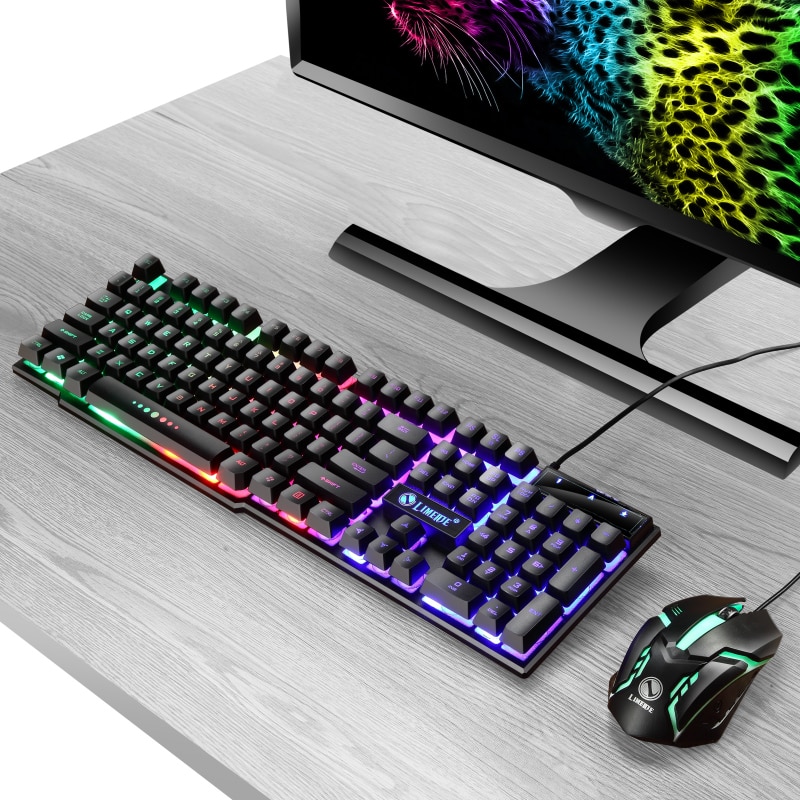 GTX300 Colorful LED Backlit USB Wired PC Rainbow Gaming Keyboard Mouse Set - Image 5