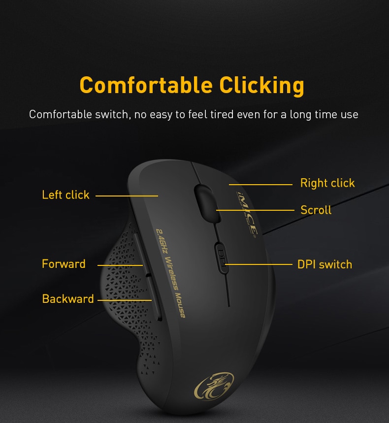 Wireless 1600 DPI Ergonomic Gaming Mouse - Image 3
