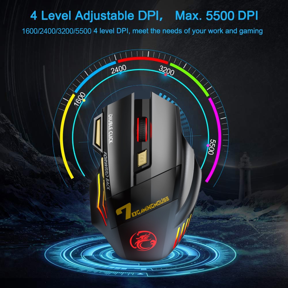 Wireless 5500 DPI Rechargeable Silent Gaming Mouse - Image 4