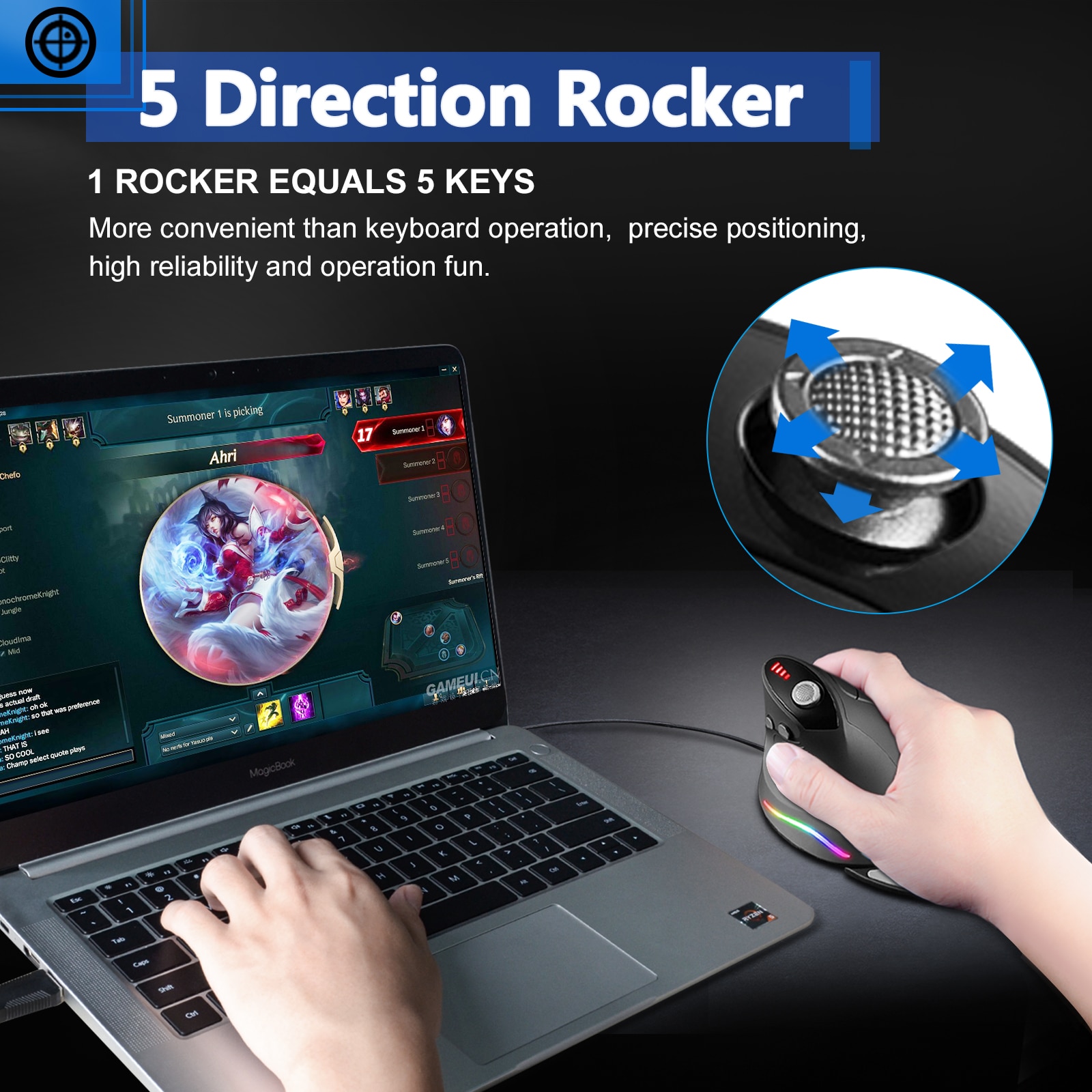 Advanced 10000DPI Vertical Wired Optical Game Mouse - Image 4