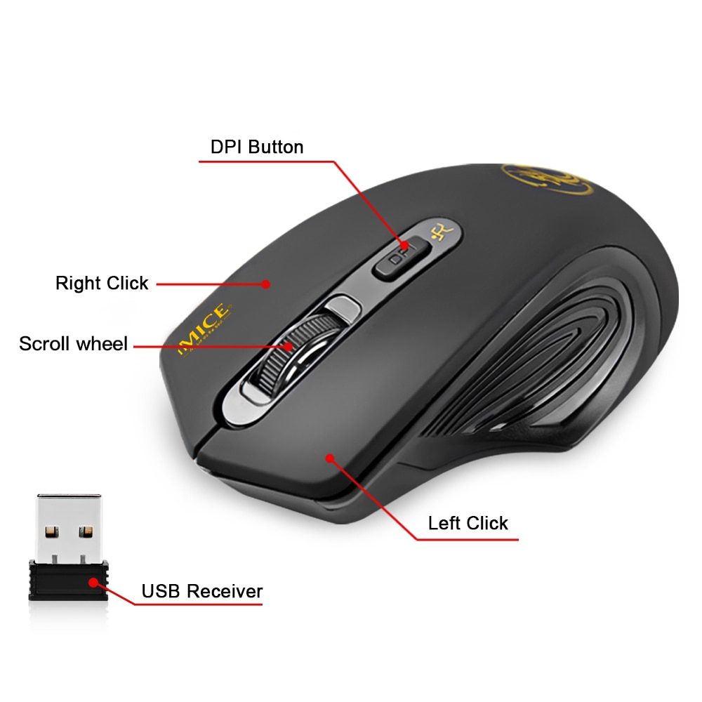 iMice Ergonomic Wireless 4 Buttons 2000DPI Mause - Image 4